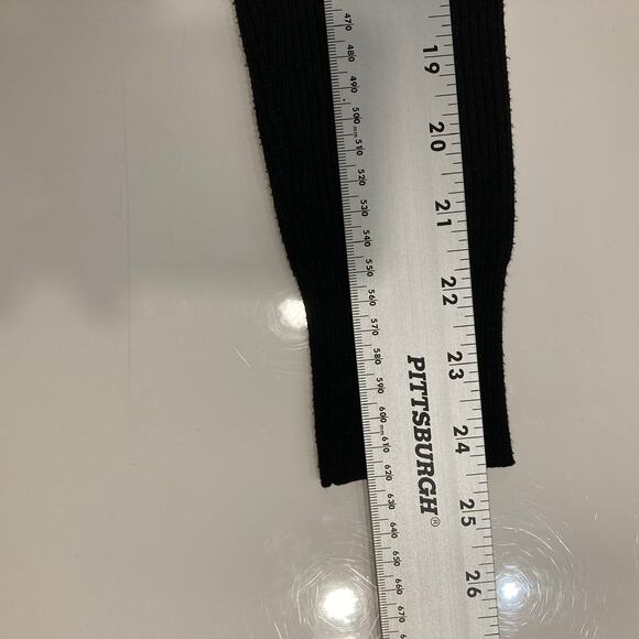 NWOT BEBE Sweater L Black White Logo Spellout Faux Wrap Pleated Long Slv - Picture 7 of 8